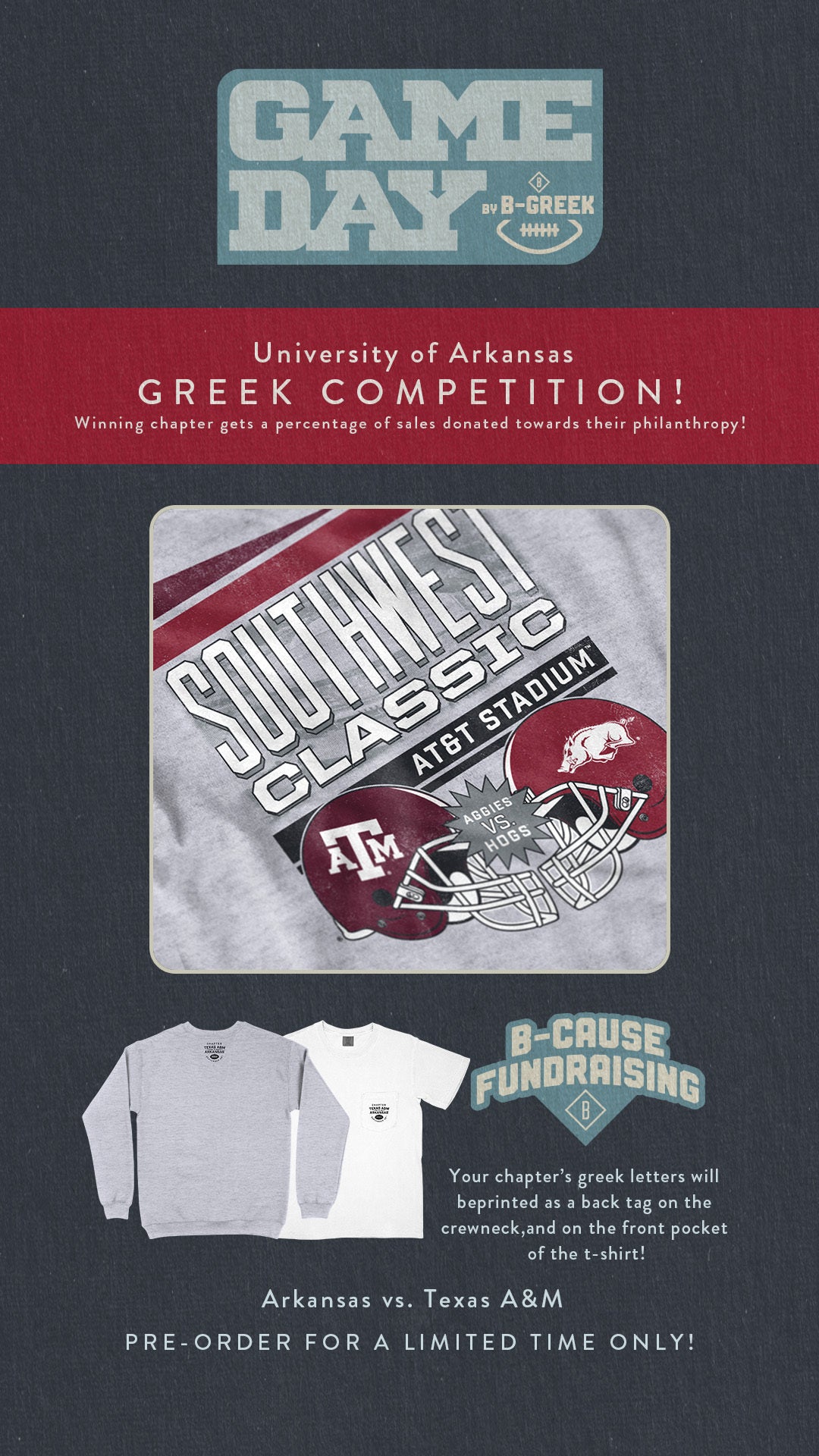 B-Unlimited Game Day - Arkansas Phi Mu Sweatshirt - Texas A&M vs Arkansas Game Day 2023