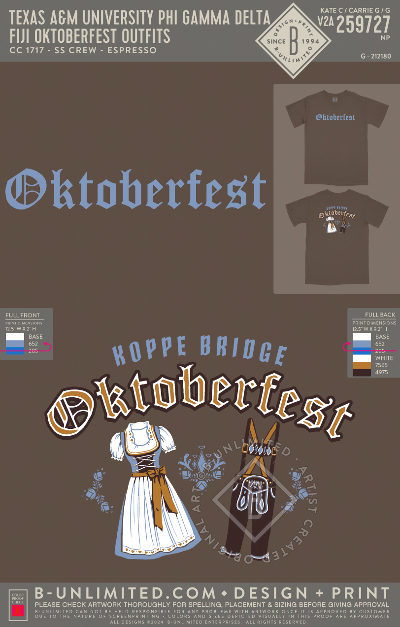 Texas A&M University Phi Gamma Delta - FIJI Oktoberfest Outfits - CC - 1717 - SS Crew - Espresso