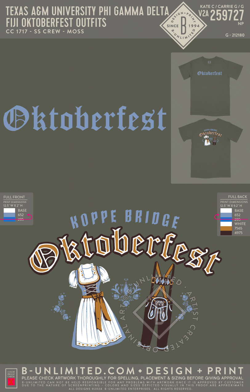 Texas A&M University Phi Gamma Delta - FIJI Oktoberfest Outfits - CC - 1717 - SS Crew - Moss