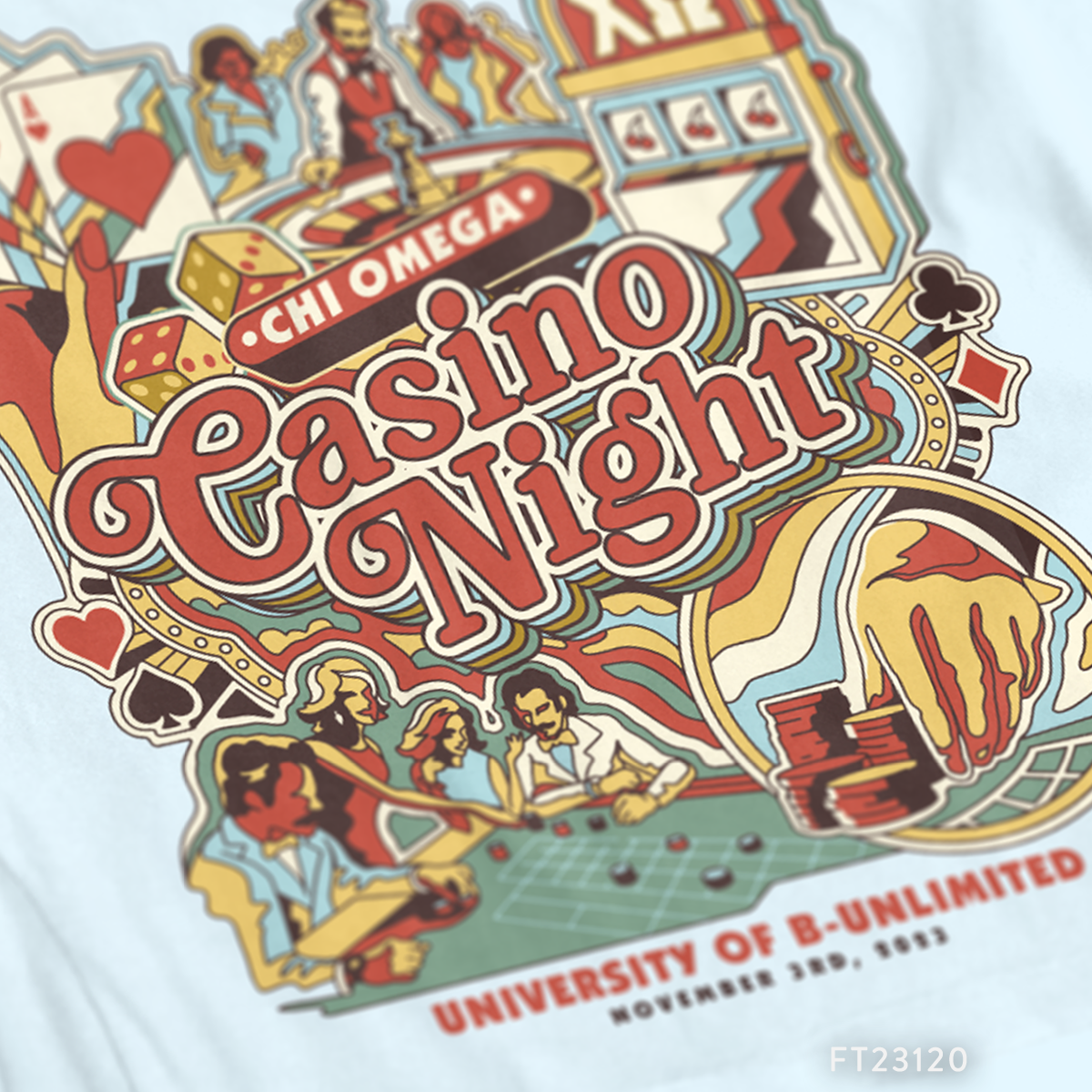 Chi Omega Casino Night Date Party T-Shirt Design
