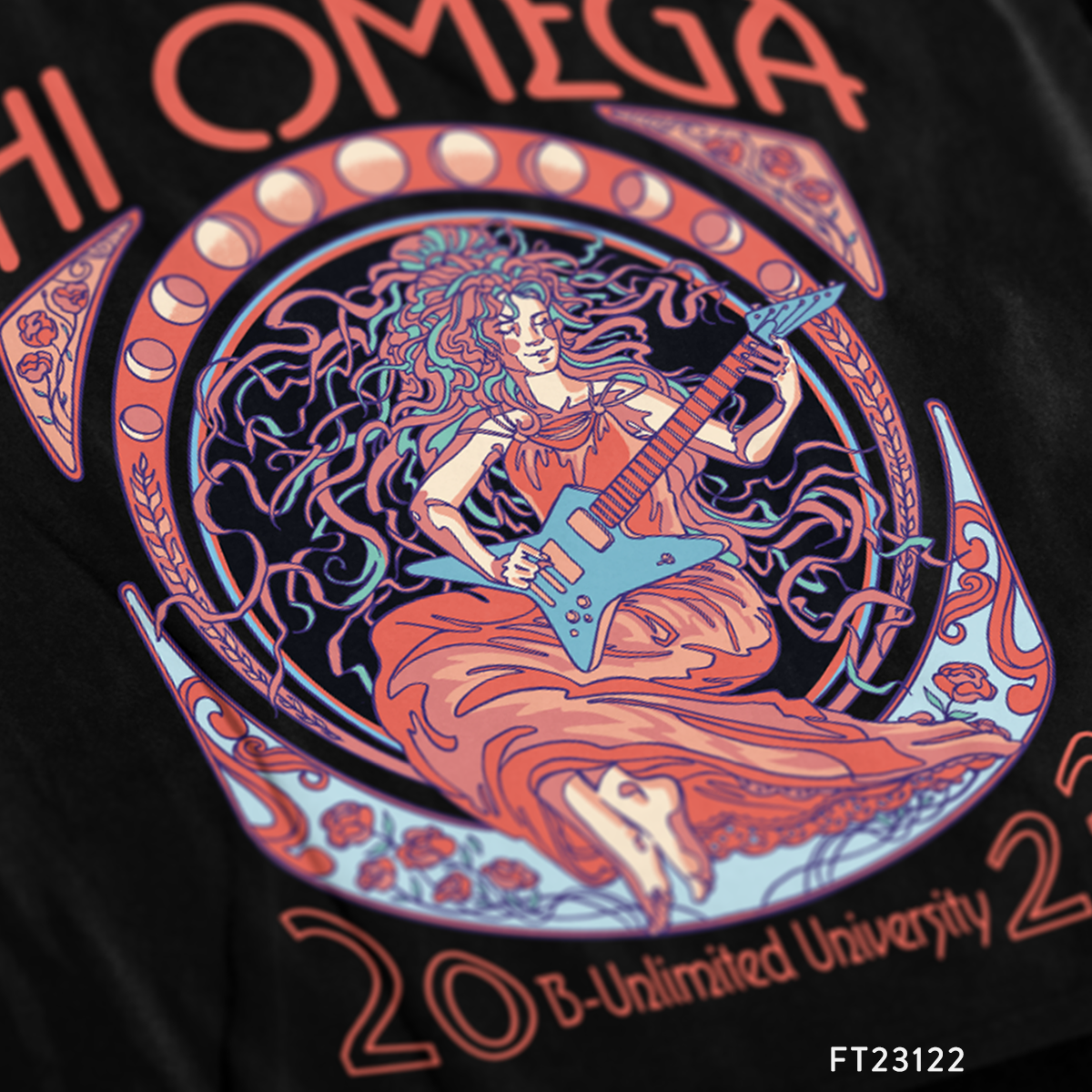 Chi Omega Music Date Party T-Shirt Design