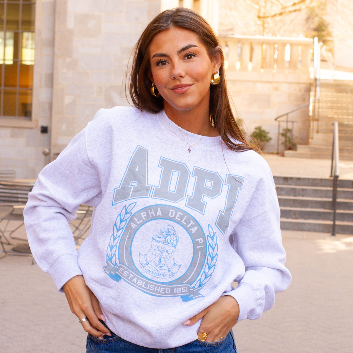 B-Greek -  Vintage Crest Crewneck - Alpha Delta Pi