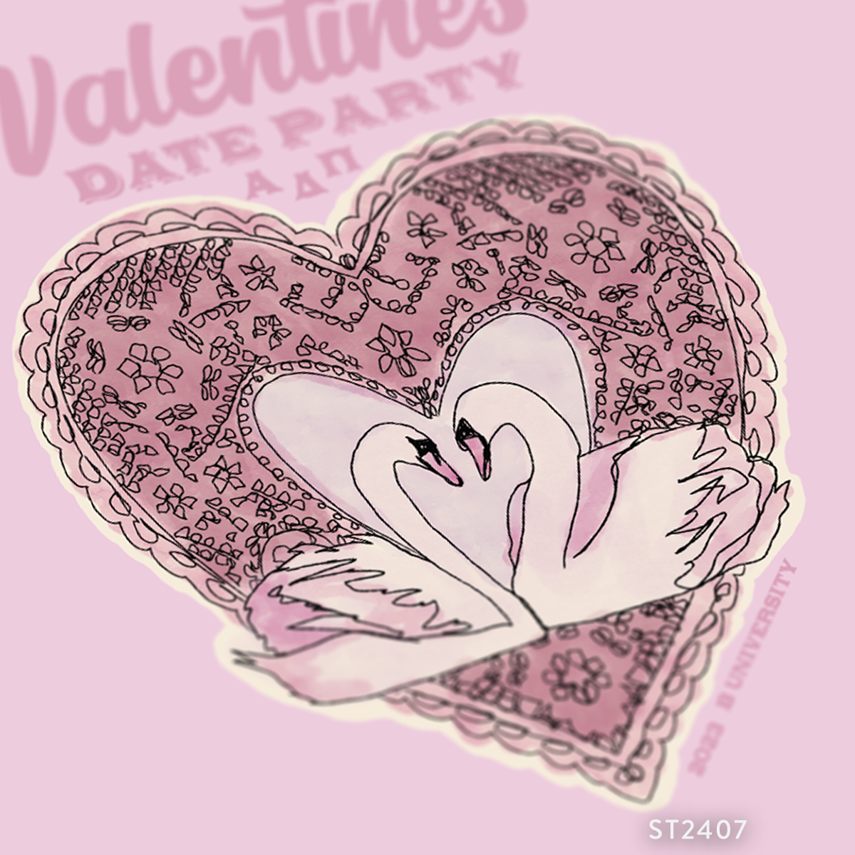 Alpha Delta Pi Valentine's Day Date Party T-Shirt Design