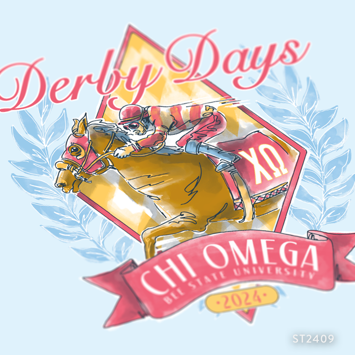 Chi Omega Derby Days Event T-Shirt Design