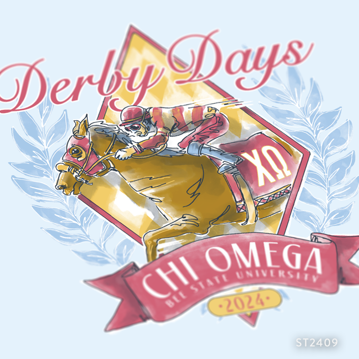 Chi Omega Derby Days Event T-Shirt Design