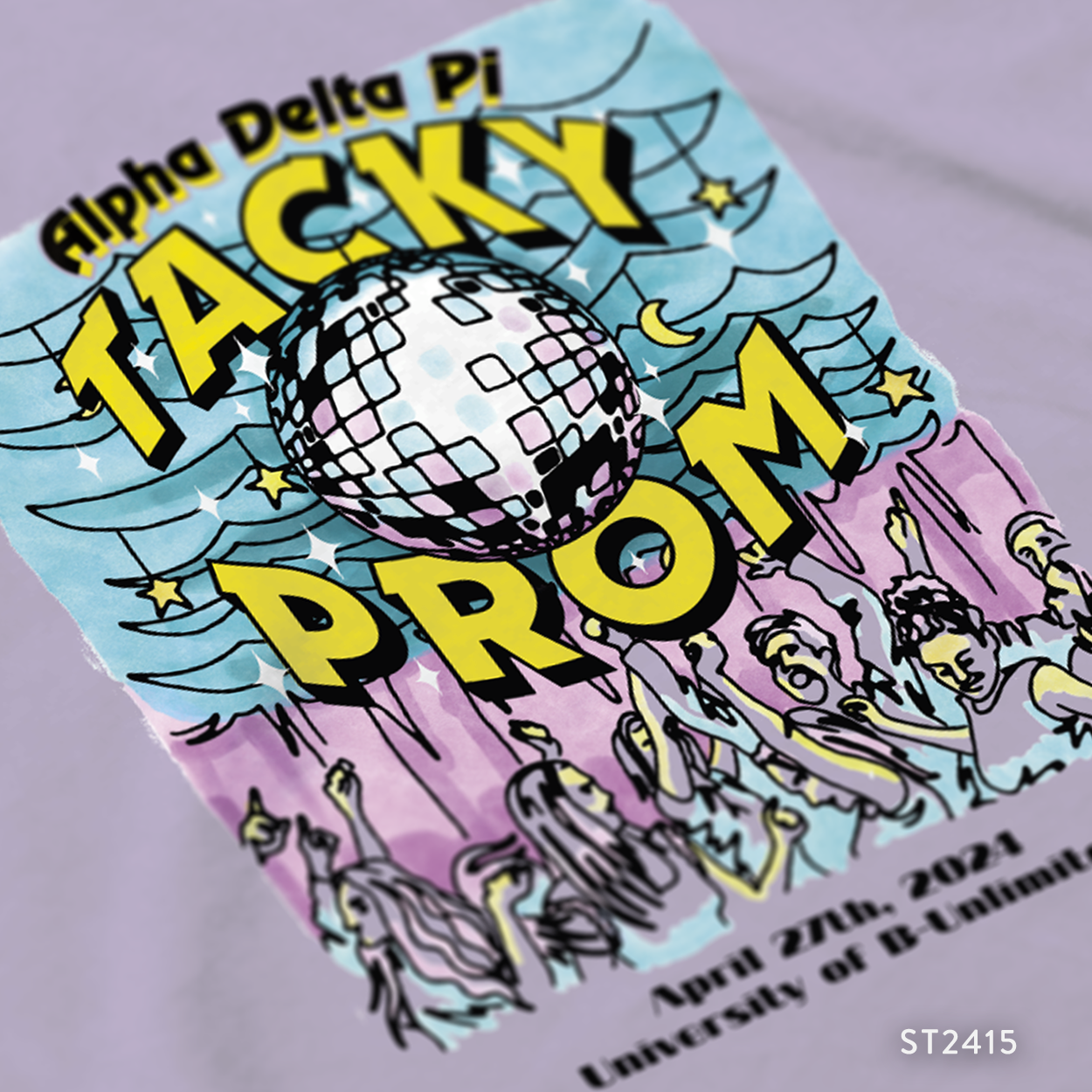 Alpha Delta Pi Tacky Prom Theme Date Party T-Shirt Design
