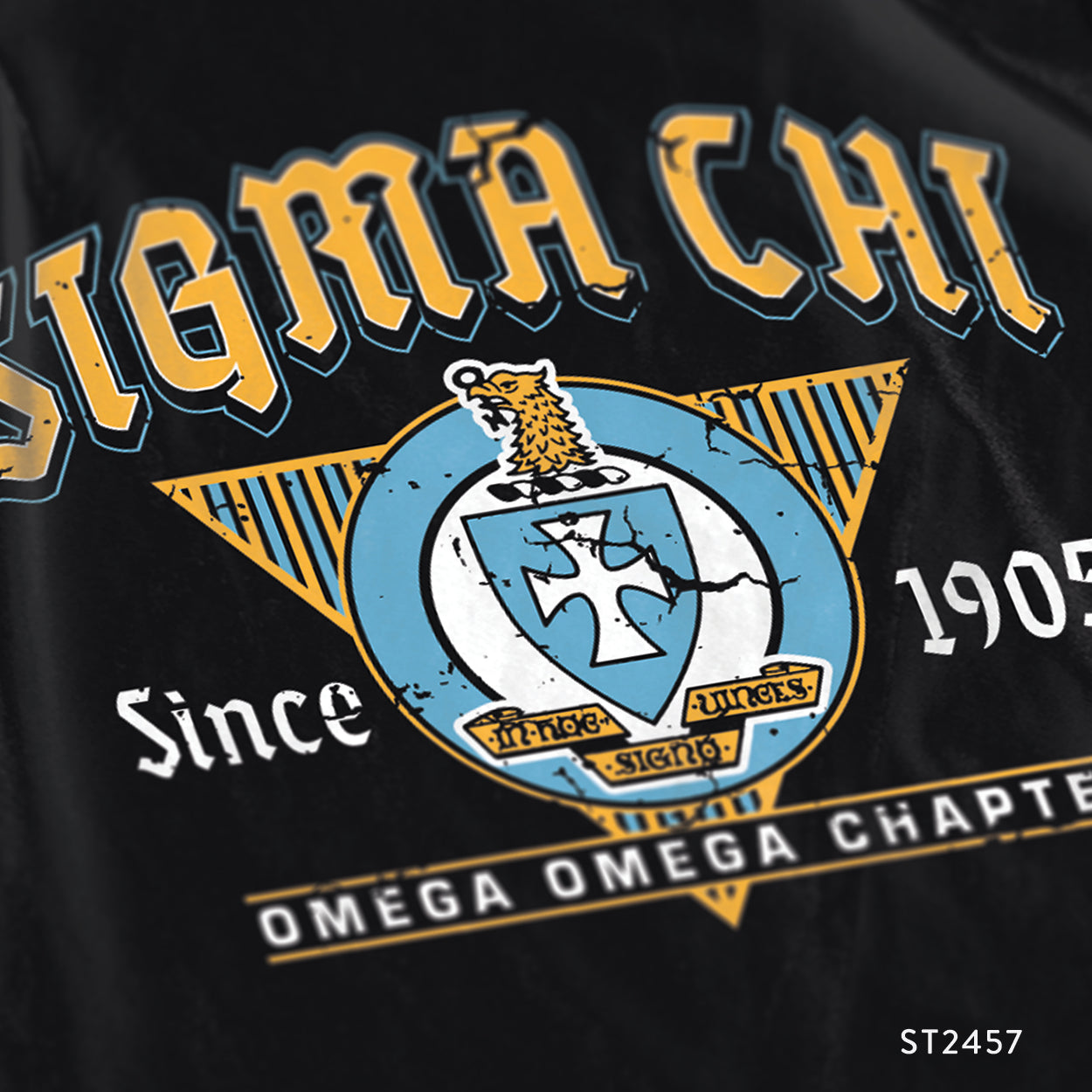 Sigma Chi Vintage Rock'N'Roll Distressed Crest T-Shirt Design