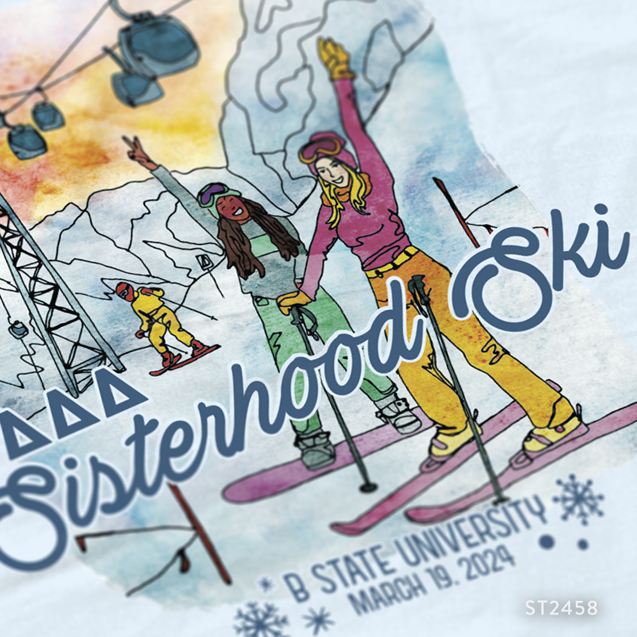 Delta Delta Delta Sisterhood Ski T-Shirt Design