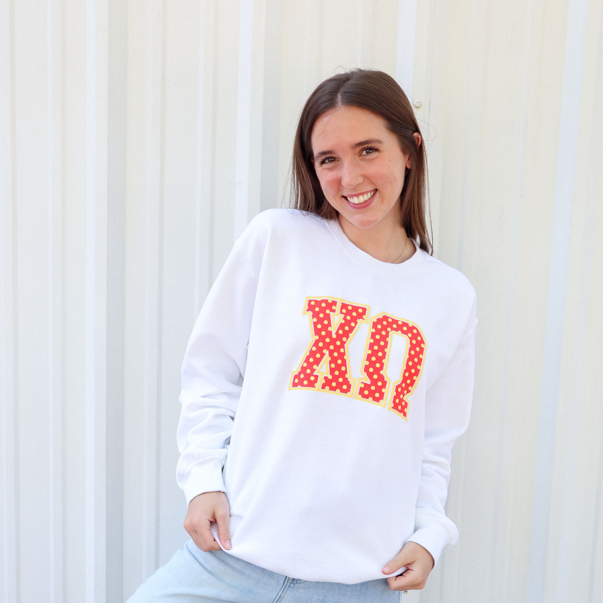 B-Unlimited Greek - Dots for Days Puff Ink Crewneck - Chi O