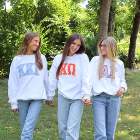 B-Unlimited Greek - Dots for Days Puff Ink Crewneck - Alpha O