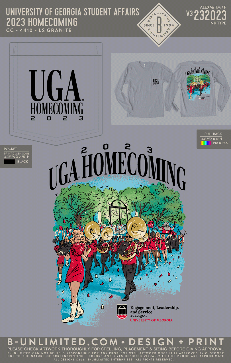 University of Georgia Student Affairs - 2023 Homecoming V3 - CC - 4410 - LS Pocket - Granite