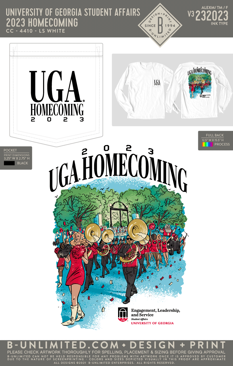 University of Georgia Student Affairs - 2023 Homecoming V3 - CC - 4410 - LS Pocket - White