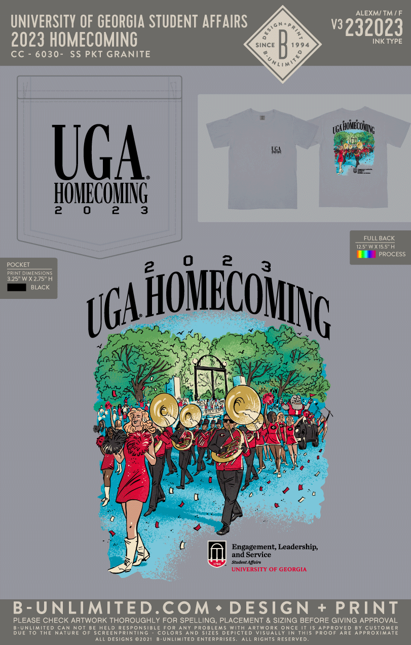 University of Georgia Student Affairs - 2023 Homecoming V3 - CC - 6030 - SS Pocket - Granite