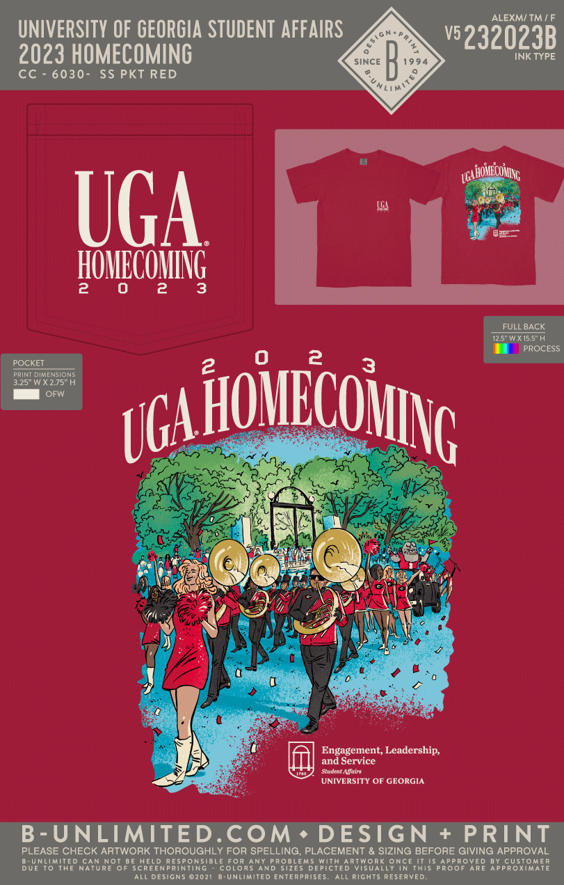 University of Georgia Student Affairs - 2023 Homecoming V5 - CC - 6030 - SS Pocket - Red