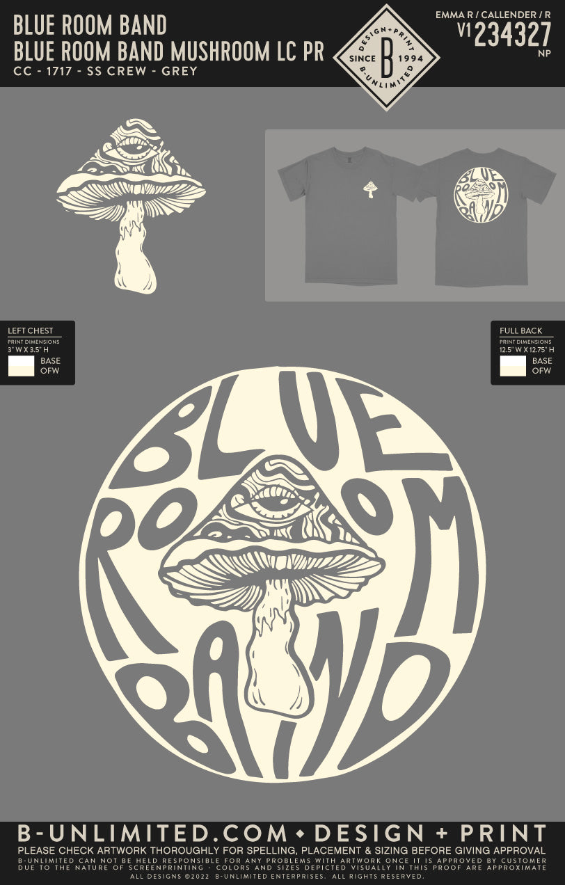 Blue Room Band - Blue Room Band Mushroom LC PR - CC - 1717 - SS Crew - Grey