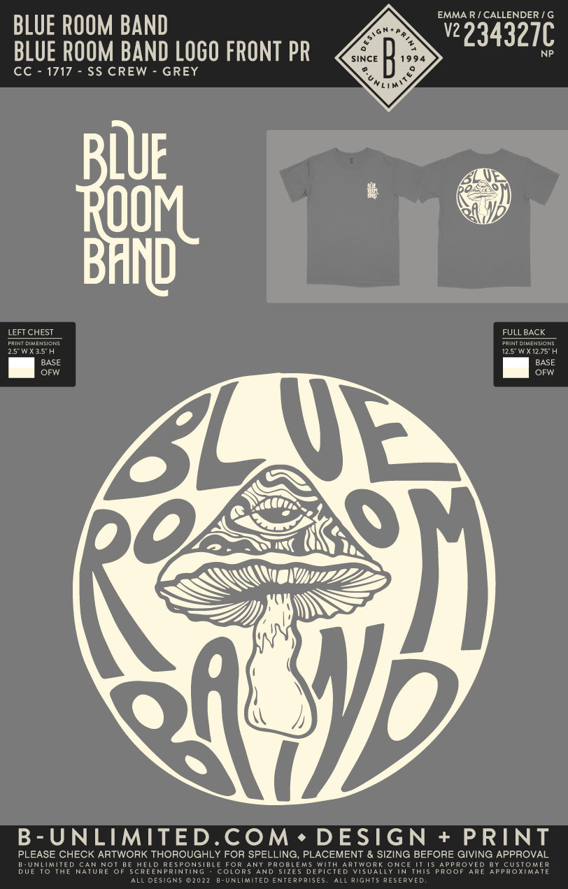 Blue Room Band - Blue Room Band Logo Front PR - CC - 1717 - SS Crew - Grey