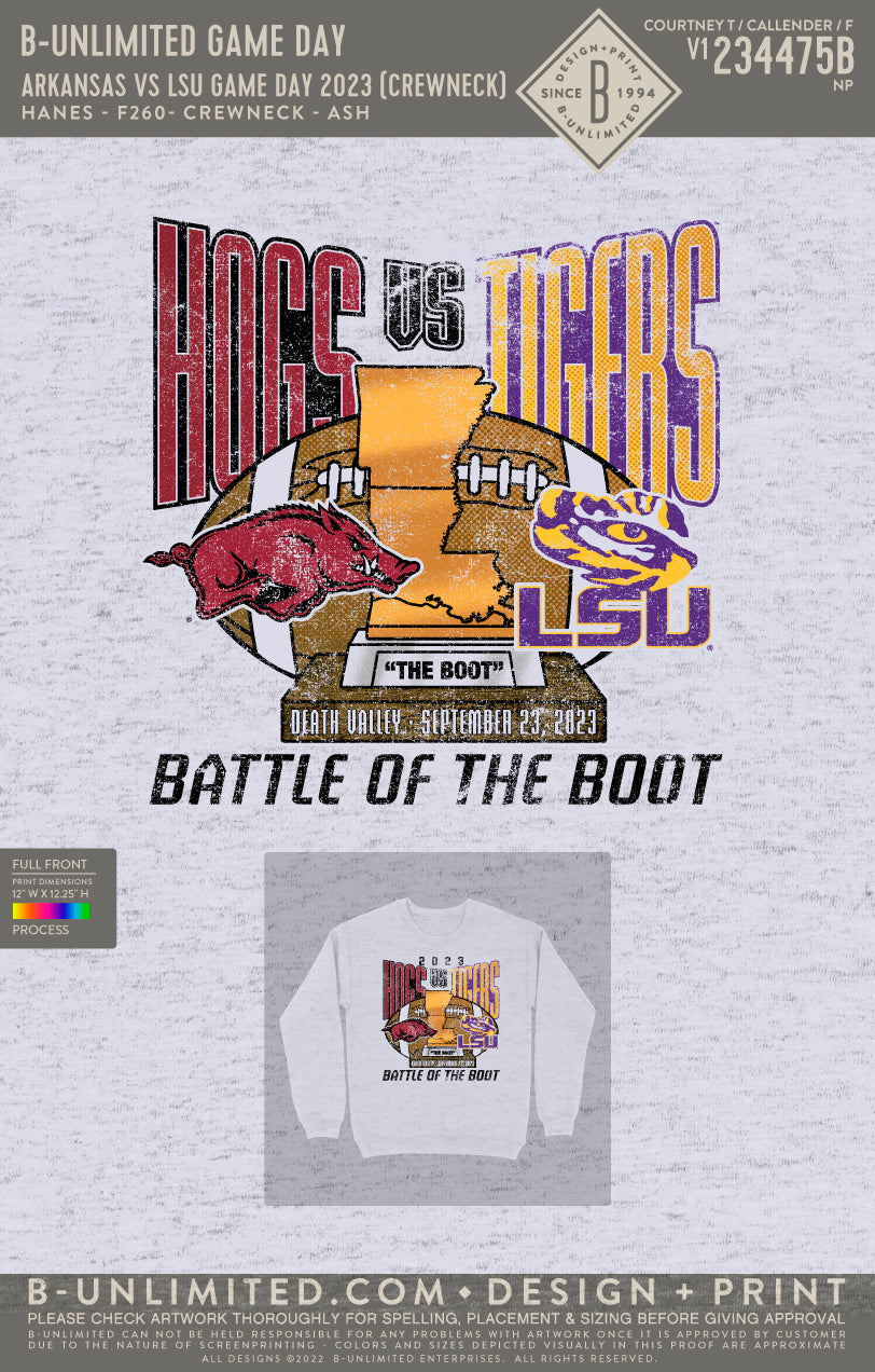 Louisiana State University Sweatshirt - Arkansas vs LSU Game Day 2023 Sweatshirt