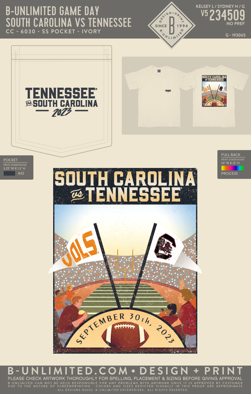 B-Unlimited Game Day - South Carolina T-Shirt - South Carolina vs Tennessee Game Day 2023