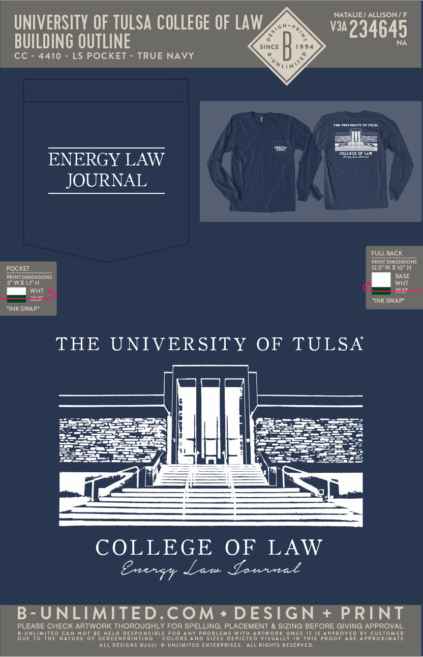 University of Tulsa College of Law - Building Outline - CC - 4410 - LS Pocket - True Navy