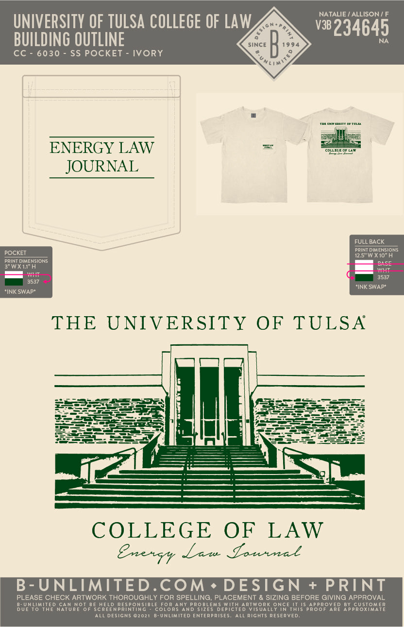 University of Tulsa College of Law - Building Outline - CC - 6030 - SS Pocket - Ivory