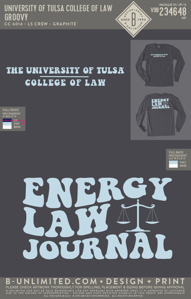 University of Tulsa College of Law - Groovy - CC - 6014 - LS Crew - Graphite