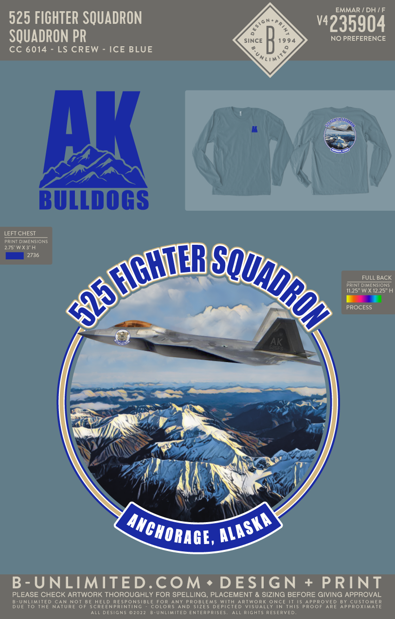 525 Fighter Squadron - Squadron PR - CC - 6014 - LS Crew - Ice Blue