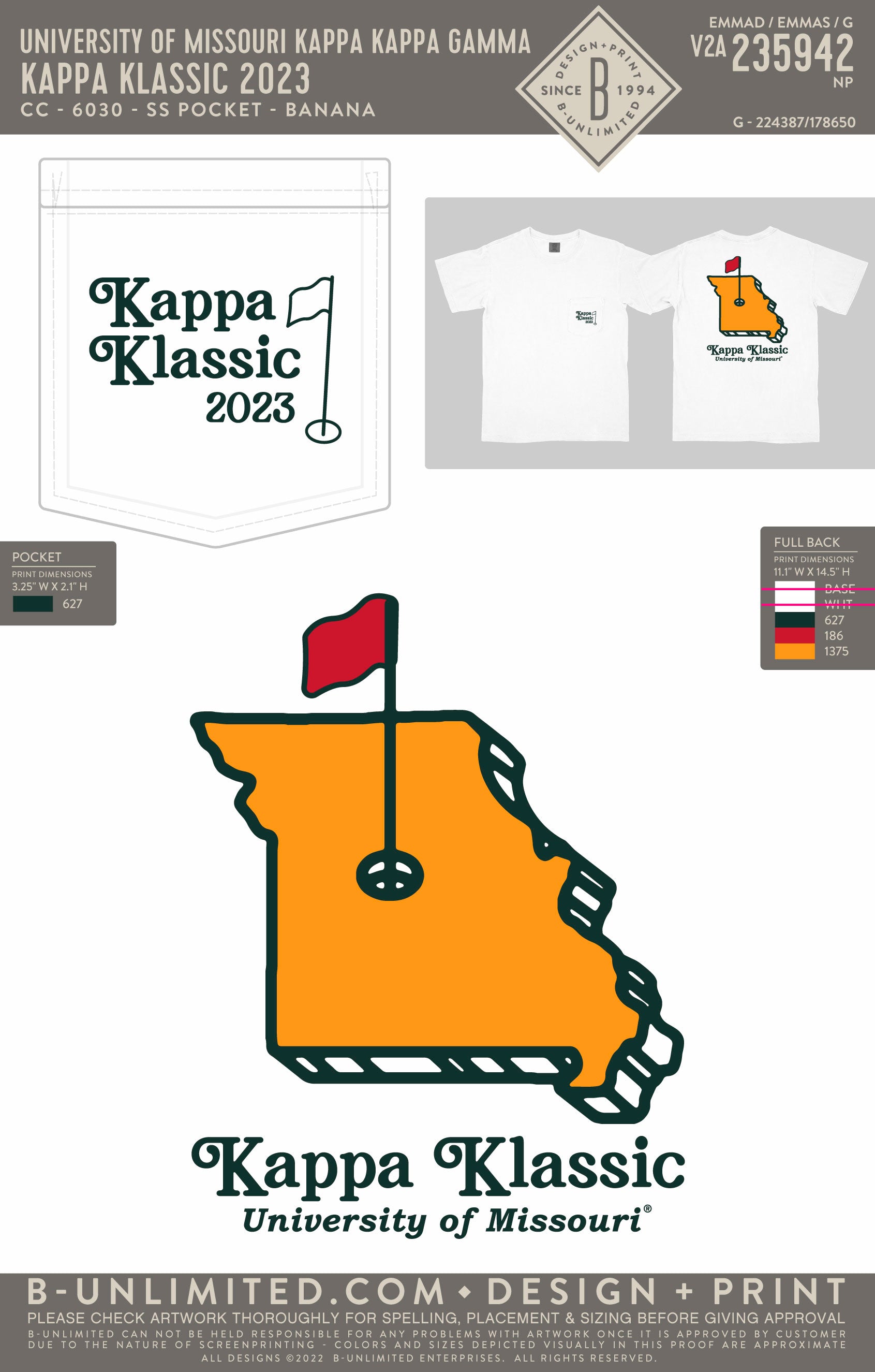 University of Missouri Kappa Kappa Gamma - Kappa Klassic 2023 - CC - 6030 - SS Pocket - White
