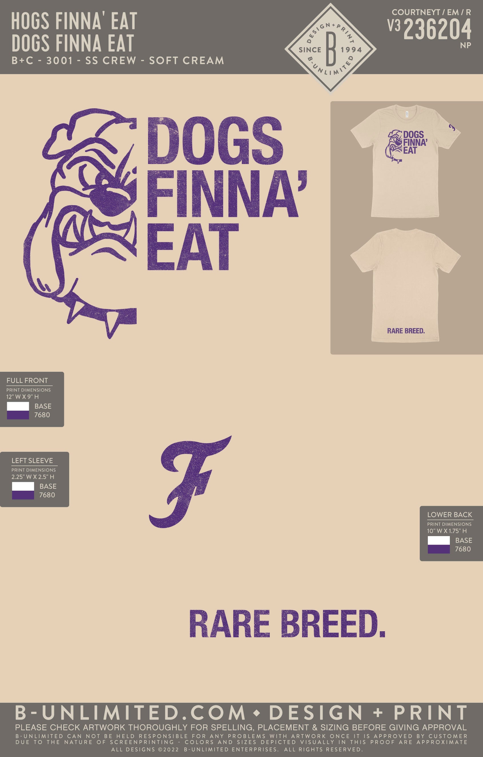 Hogs Finna' Eat - Dogs Finna Eat - B+C - 3001 - SS Crew - Soft Cream