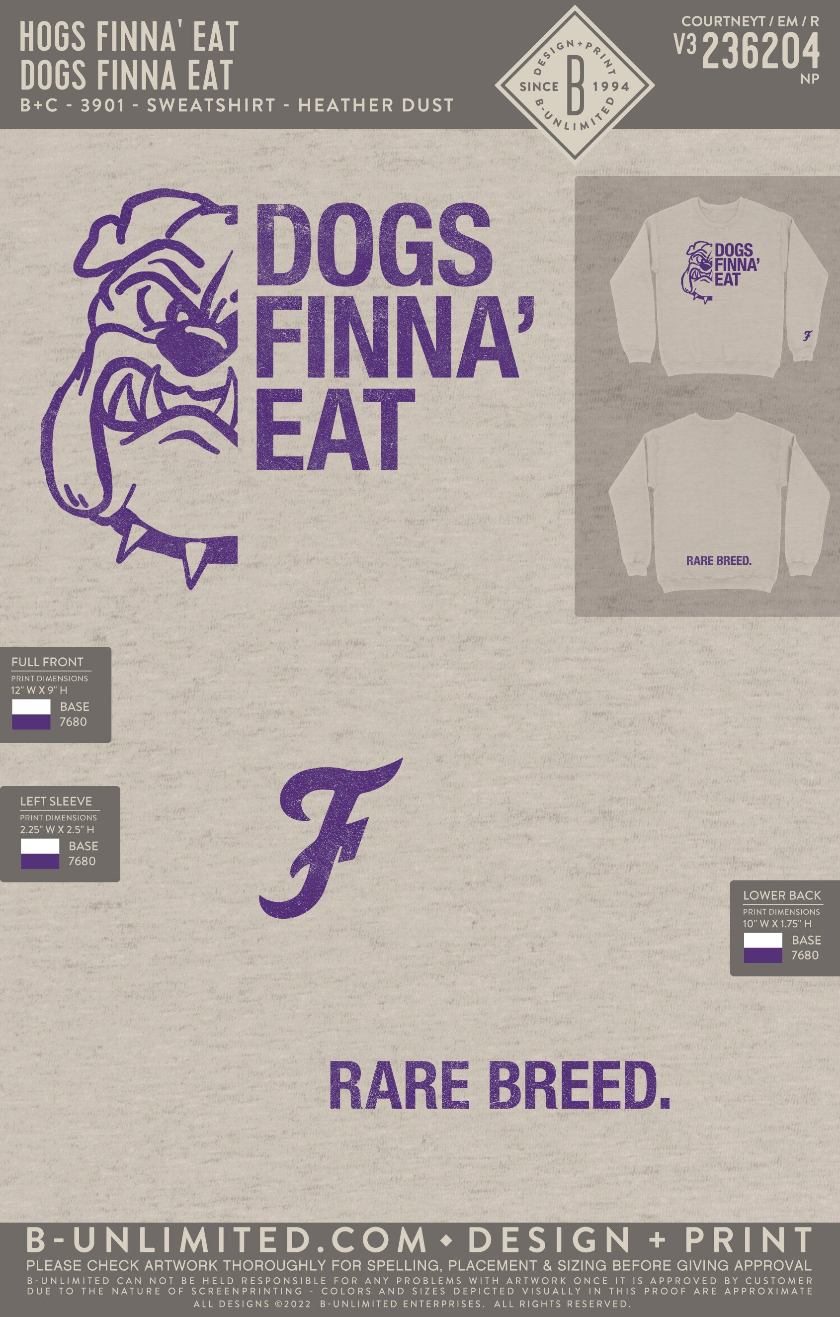 Hogs Finna' Eat - Dogs Finna Eat - B+C - 3901 - Sweatshirt - Heather Dust Fleece