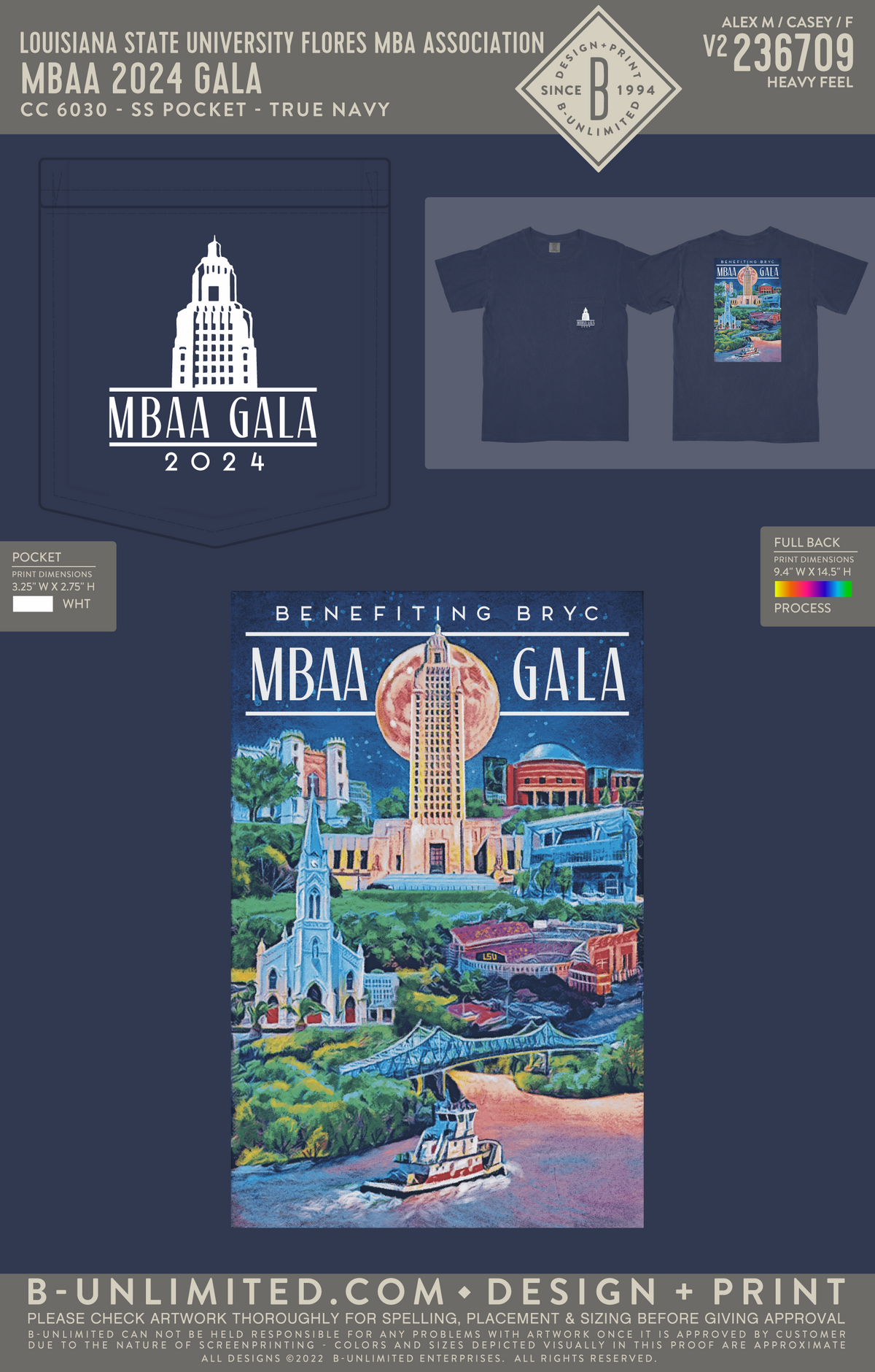 Louisiana State University Flores MBA Association - MBAA 2024 Gala - CC - 6030 - SS Pocket - True Navy