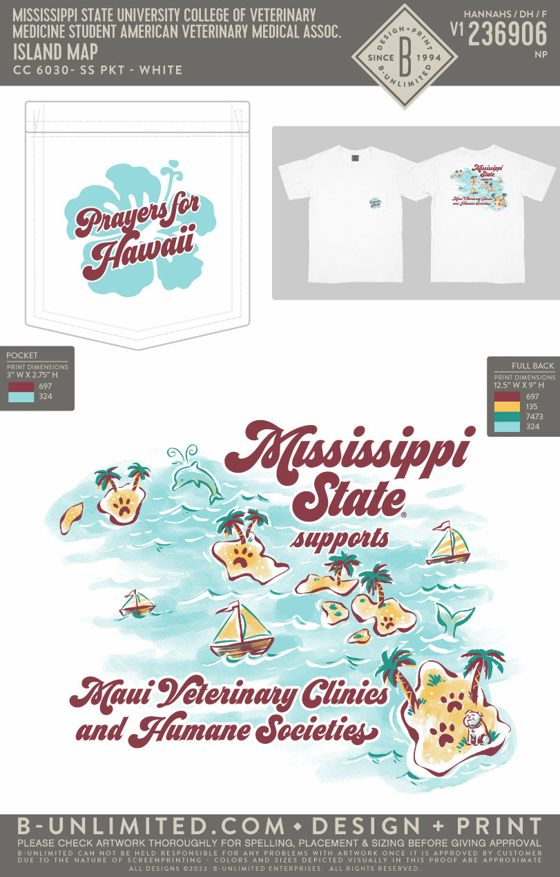 Mississippi State University College of Veterinary Medicine Student American Veterinary Medical Association - Island Map - CC - 6030 - SS Pocket - White