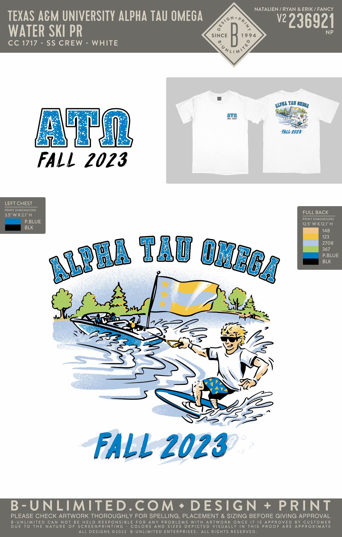 Texas A&M University Alpha Tau Omega - Water Ski PR - CC - 1717 - SS Crew - White