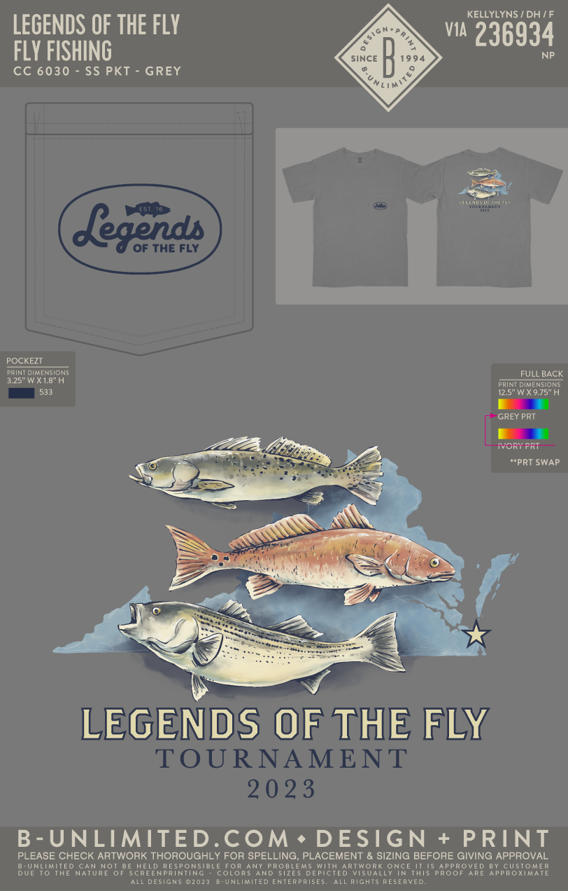 Legends of the fly - Fly Fishing - CC - 6030 - SS Pocket - Grey