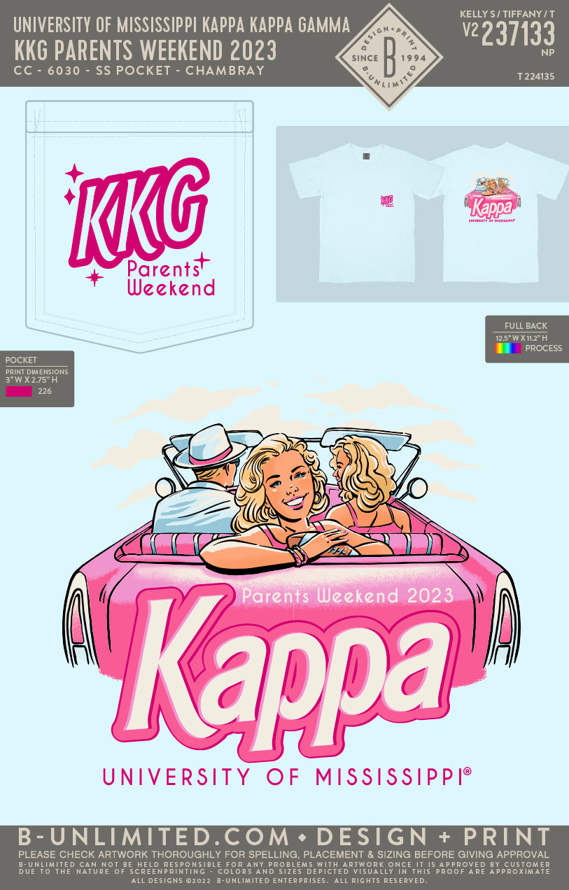 University of Mississippi Kappa Kappa Gamma - KKG Parents Weekend 2023 - CC - 6030 - SS Pocket - Chambray