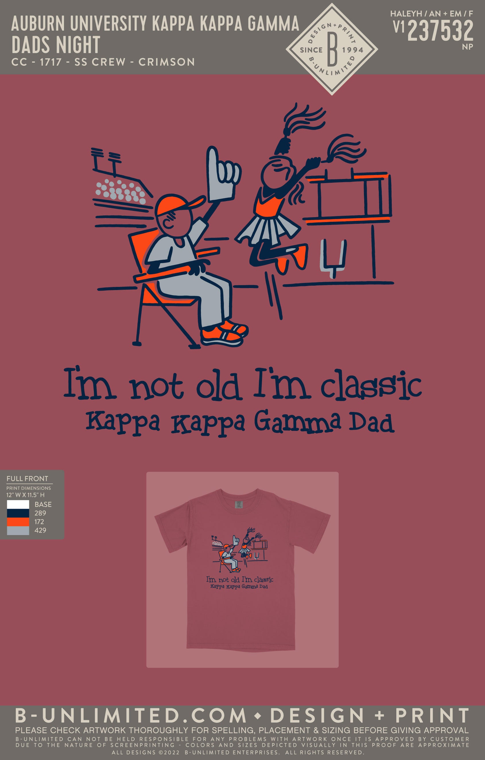 Auburn University Kappa Kappa Gamma - Dads Night - CC - 1717 - SS Crew - Crimson