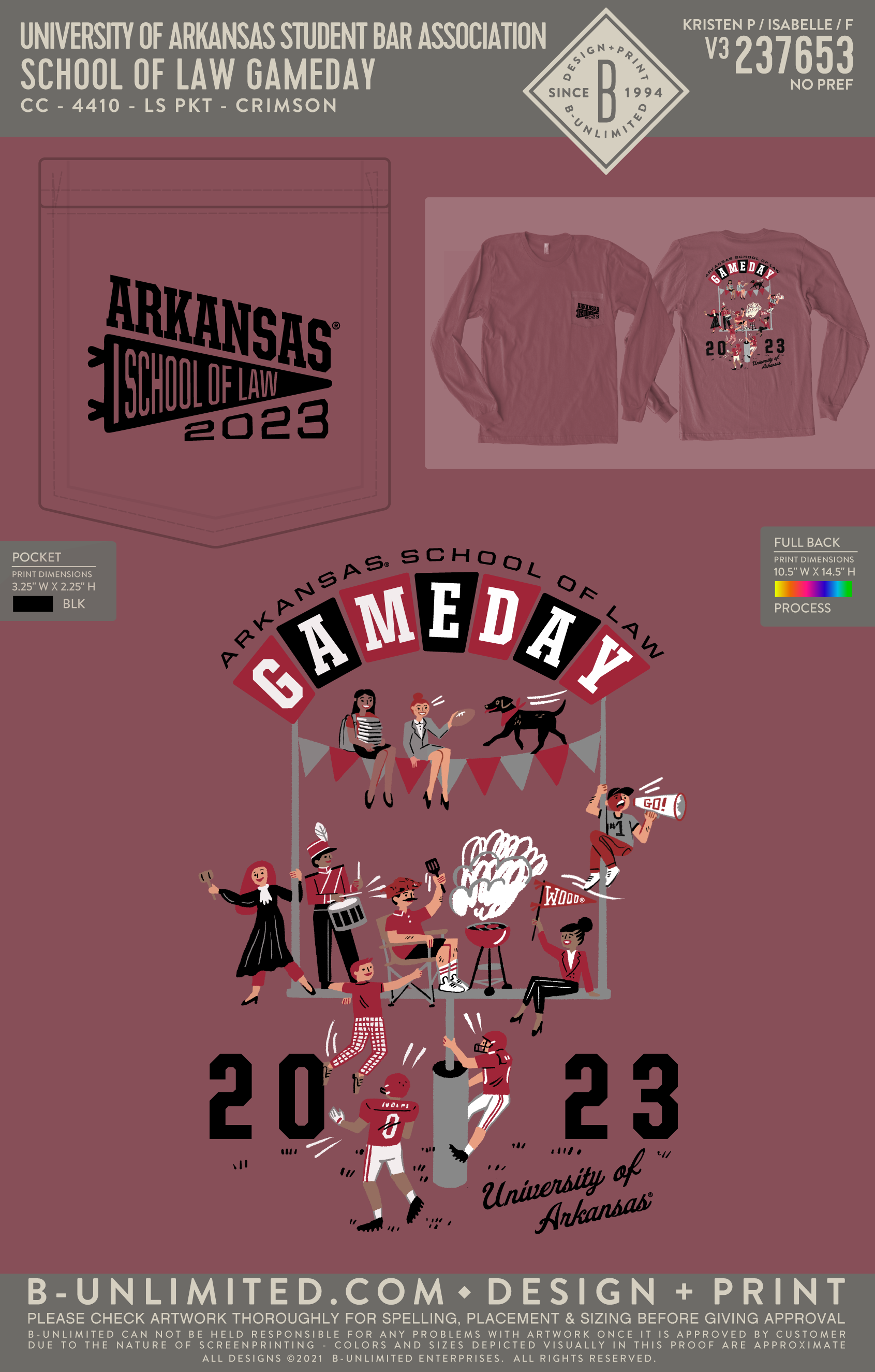 University of Arkansas Student Bar Association - School of Law Gameday - CC - 4410 - LS Pocket - Crimson