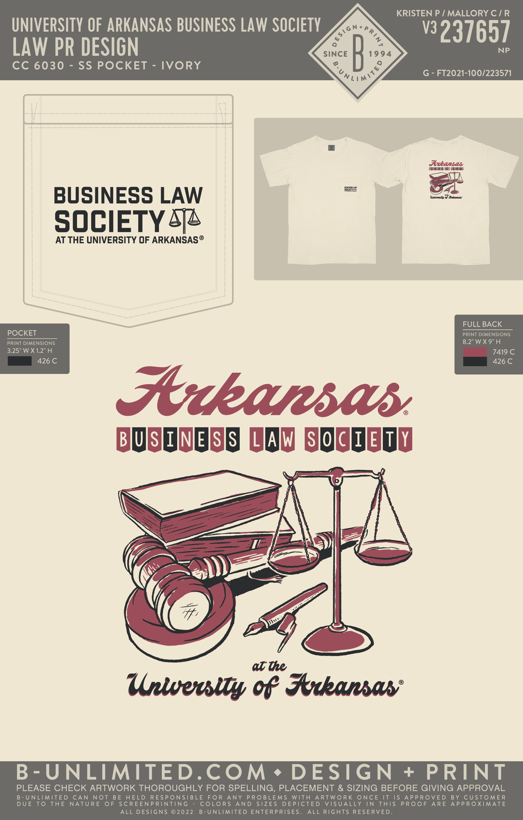 University of Arkansas Business Law Society - Law PR design - CC - 6030 - SS Pocket - Ivory