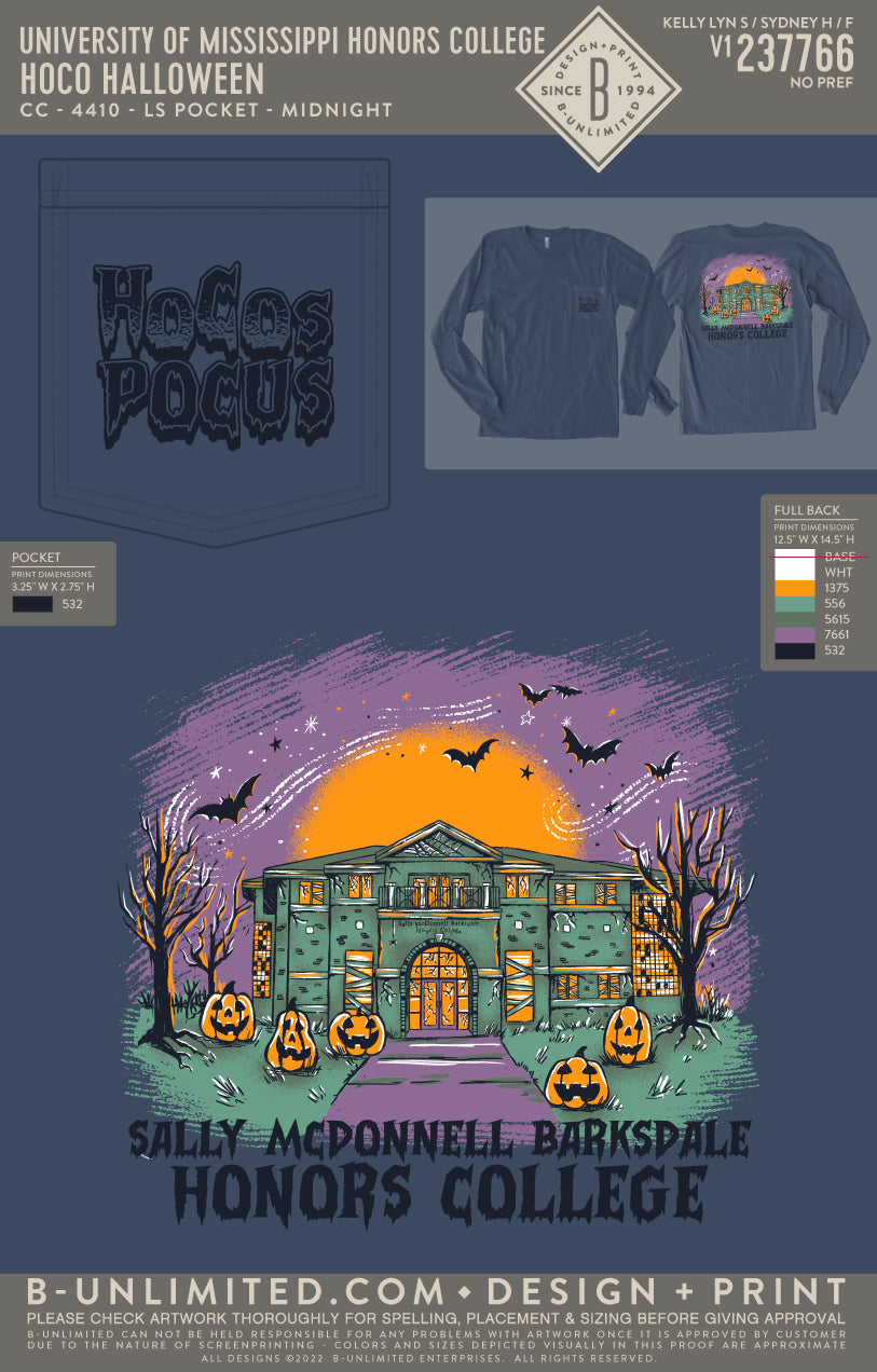 University of Mississippi Honors College - HOCO Halloween - CC - 4410 - LS Pocket - Midnight