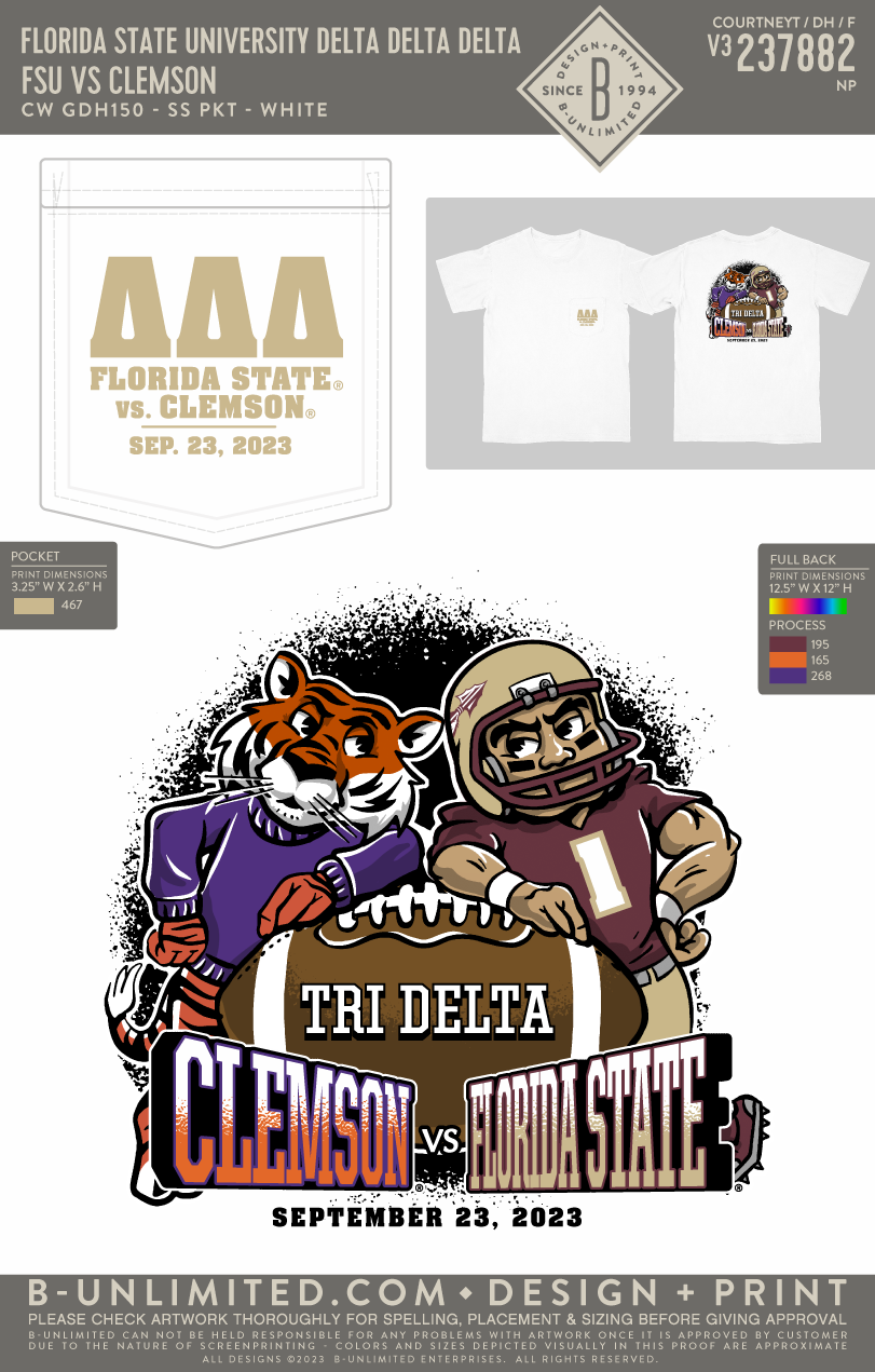 Florida State University Delta Delta Delta - FSU vs Clemson - CC - 6030 - SS Pocket - White