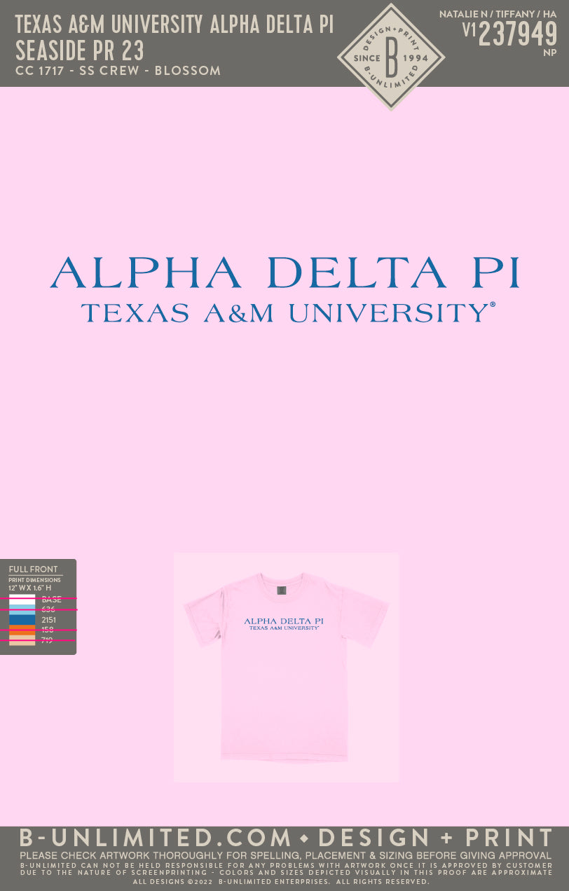 Texas A&M University Alpha Delta Pi - Seaside PR 23 (EOY FALL 23) - CC - 1717 - SS Crew - Blossom
