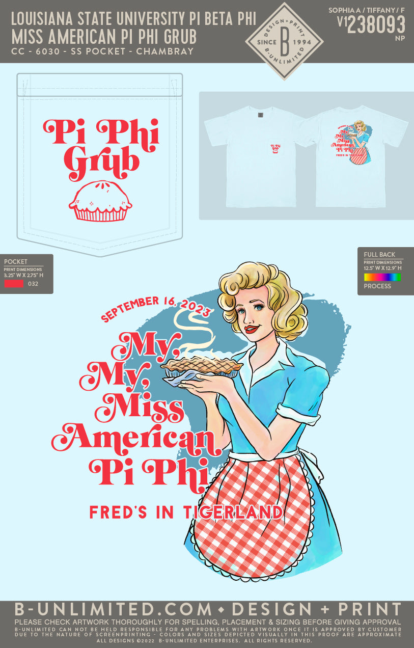 Louisiana State University Pi Beta Phi - Miss American Pi Phi GRUB - CC - 6030 - SS Pocket - Chambray