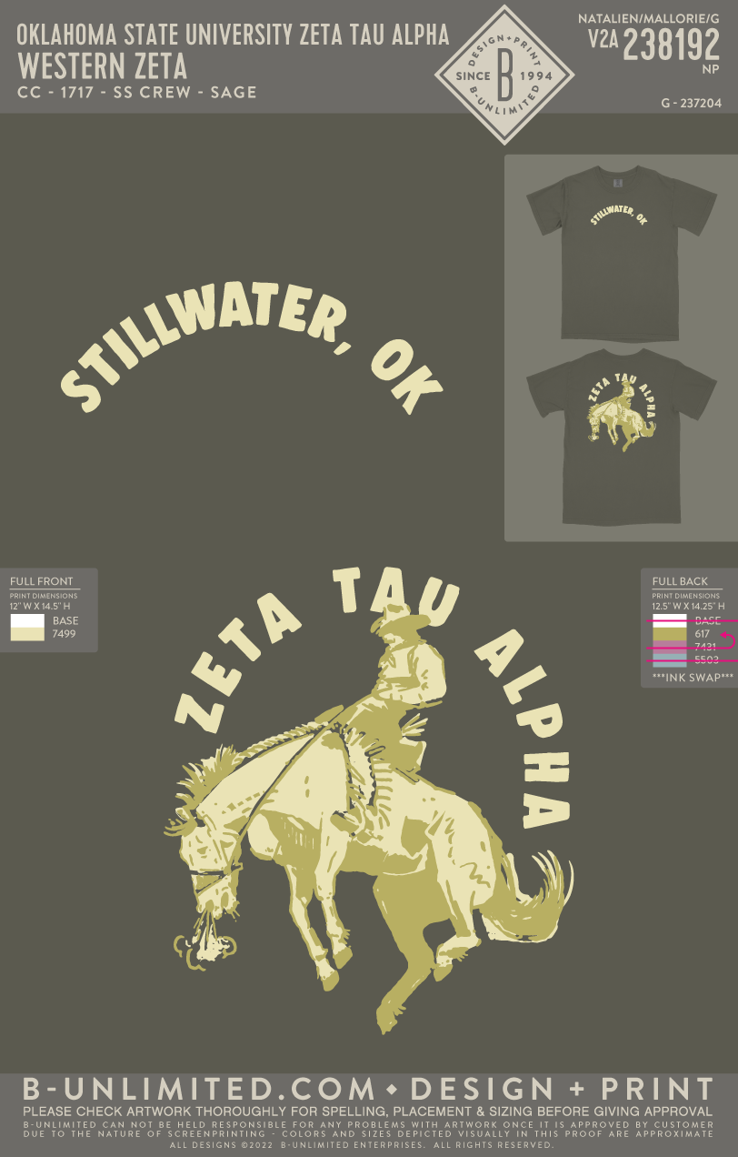 Oklahoma State University Zeta Tau Alpha - Western Zeta - CC - 1717 - SS Crew - Sage