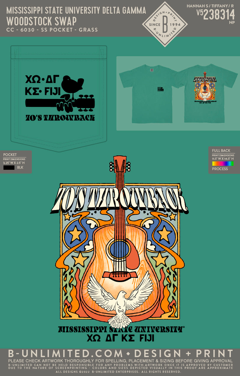 Mississippi State University Phi Gamma Delta - Woodstock Swap (FIJI) - CC - 6030 - SS Pocket - Grass