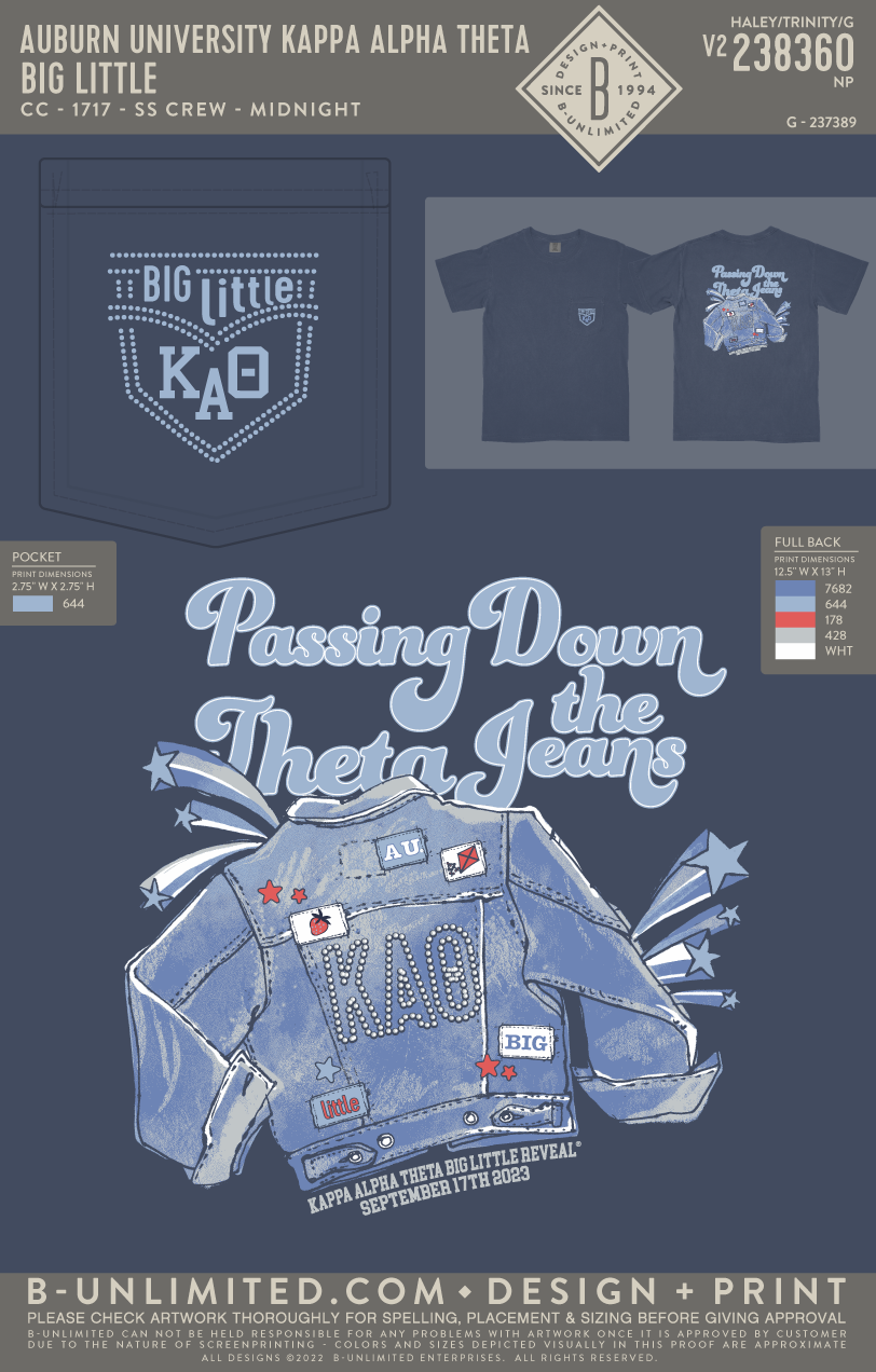 Auburn University Kappa Alpha Theta - BIG LITTLE - CC - 6030 - SS Pocket - Midnight