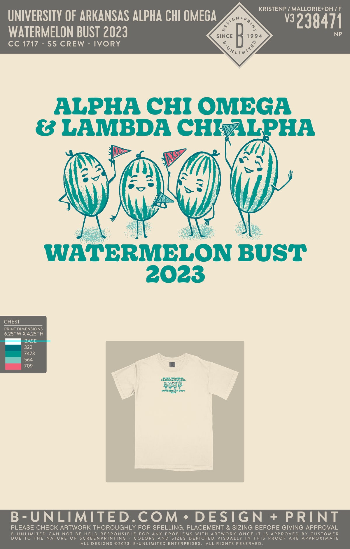 UofA AXO - Watermelon Bust 2023 - CC - 1717 - SS Crew - Ivory