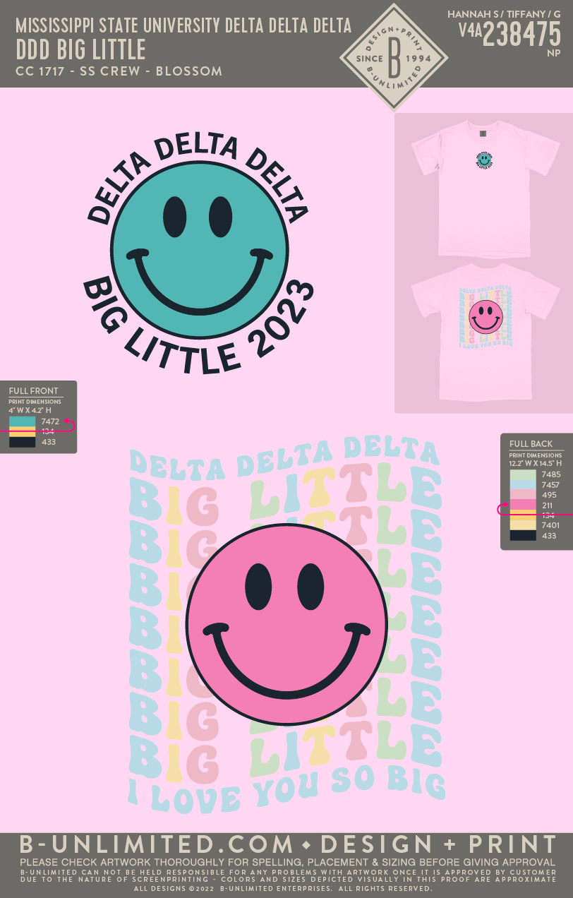 Mississippi State University Delta Delta Delta - DDD Big Little - CC - 1717 - SS Crew - Blossom