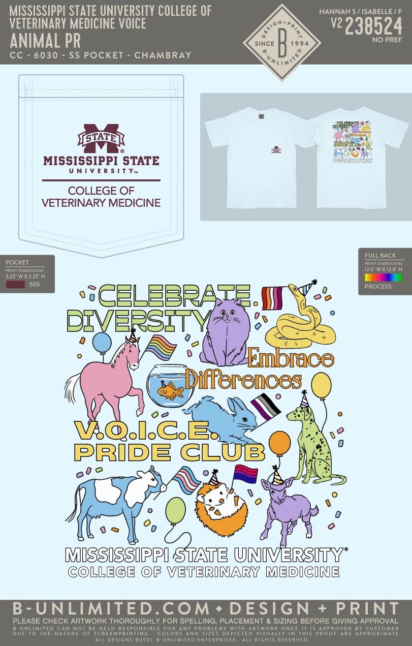 Mississippi State University College of Veterinary Medicine VOICE - Animal PR - CC - 6030 - SS Pocket - Chambray