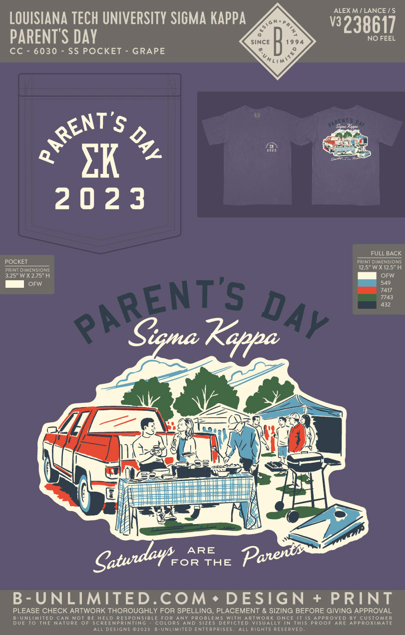 Louisiana Tech University Sigma Kappa - Parent's Day - CC - 6030 - SS Pocket - Grape