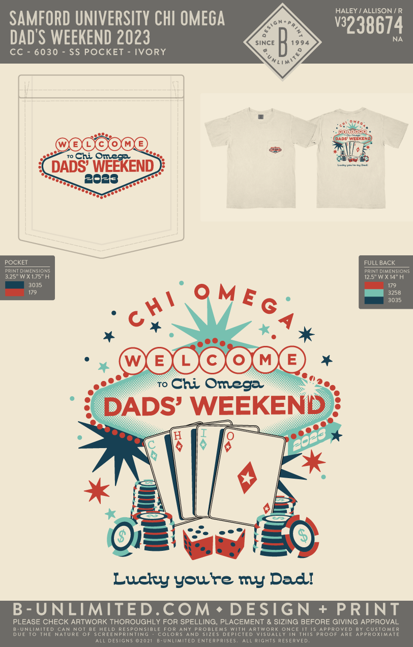 Samford University Chi Omega - Dad's Weekend 2023 - CC - 6030 - SS Pocket - Ivory