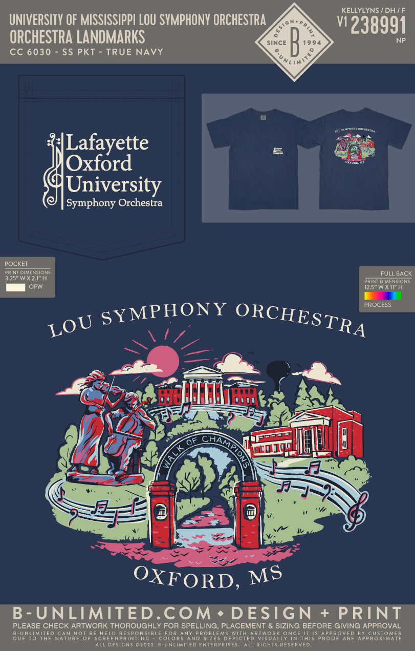 University of Mississippi LOU Symphony Orchestra - Orchestra Landmarks - CC - 6030 - SS Pocket - True Navy